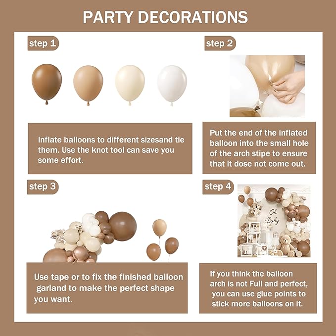 140Pcs Coffee Brown Baby Shower Decorations - Neutral Balloon Arch Garland Kit with 4 Baby Boxes - Mocha Beige Sand Nude Balloons for Teddy Bear Theme, A Baby Is Brewing, Gender Reveal Party