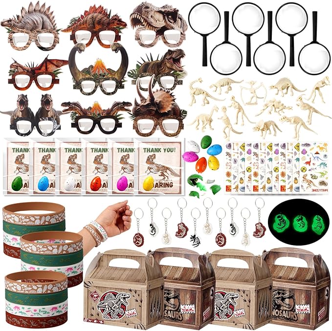 Vanblue 108 Pcs Dinosaur Party Favors Set Gift Dinosaur Fossil Digging Kit for Kids Birthday, Dino Party Supplies Decorations with Skeleton Toy Goodie Bag Stuffers,Classroom School Reward