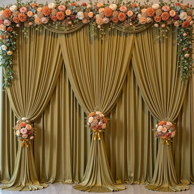 Brown Backdrop Curtains-Wrinkle-Free Polyester Photography Drapes Party Curtain Background for Baby Shower Wedding Decorations- 40 X10FT (Brown)