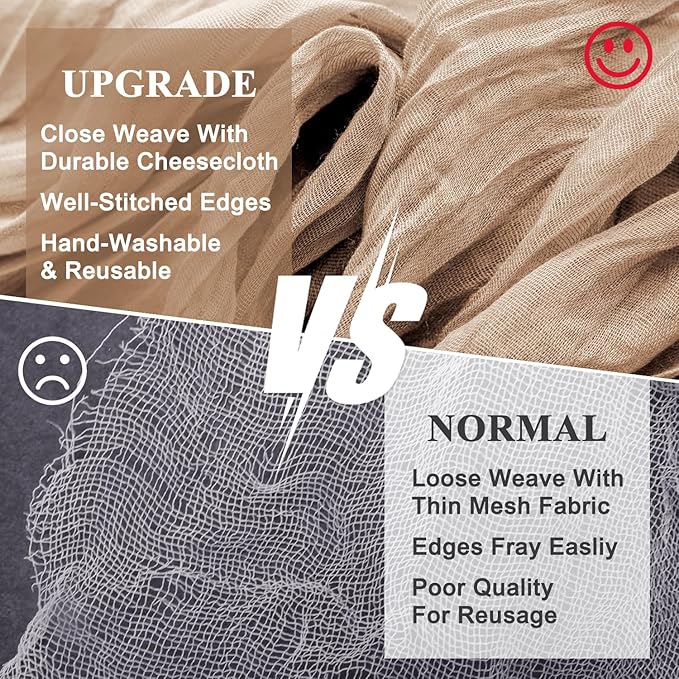 Wokceer Cheesecloth Table Runner 12Pack 10FT Nude Brown Christmas Gauze Cheese Cloth Table Runner for Party Rustic Sheer Table Runners for Baby Bridal Shower Wedding Easter Decor