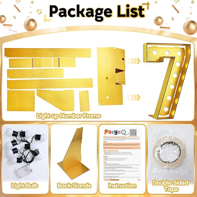 Light Up Numbers 75, 4FT Marquee Light Up Numbers Gold Big Number for Party Large 75 Marquee Mosaic for 75th Birthday, Giant Number Pre-Cut Foam Board Kit for Anniversary