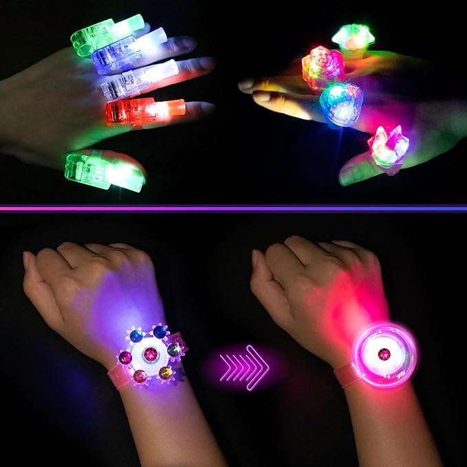 Mocoosy 103PCS Glow in the Dark Party Supplies, Light Up Party Favors for Kids, Halloween Carnival Neon Toys Bulk Party Pack With Glow Sticks, Glasses, LED Bracelets, Finger Lights, Ring, Headbands