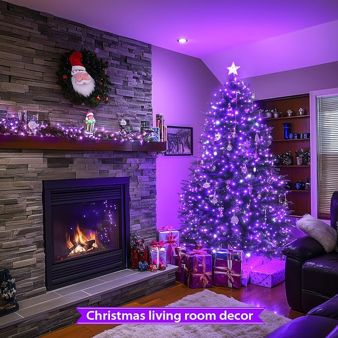 JMEXSUSS 250 LED Christmas String Lights, 91.5ft Purple Halloween Lights Outdoor Waterproof, 8 Lighting Modes Connectable Christmas Tree Light for Yard Patio Party Holiday Decorations