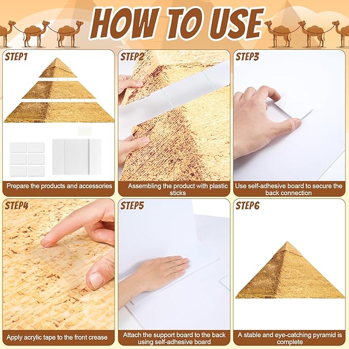 4.8 Ft Pyramid Cardboard Cutout Life Size Egyptian Pyramid Standee Ancient Egypt Stand Up Backdrop Props for Party Events Decoration Indoor Outdoor Classroom Museum Exhibit Photo Booth