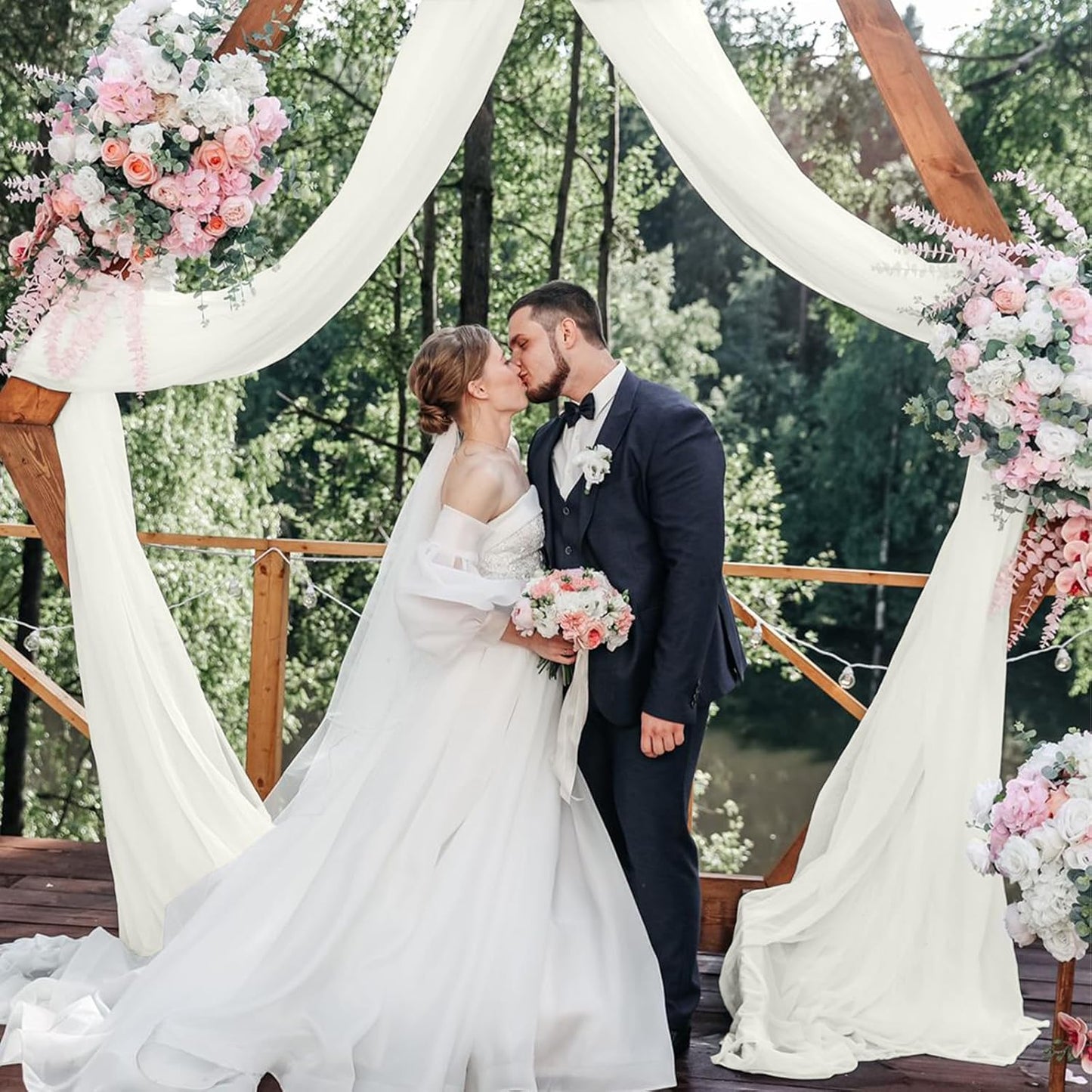 10 Pack 10ft White Chiffon Table Runners Wedding Table Runner Sheer Romantic Tulle Table Runner for Christmas Wedding Bridal Tea Party Baby Shower Birthday Party Table Decorations(120 x 12 in)