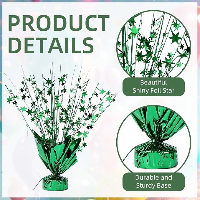 20 Pack Green Star Table Decorations Metallic Foil Spray Centerpiece Burst Table Centerpieces for Birthday Party Decoration Graduation Wedding Baby Shower Party Supply (Green)