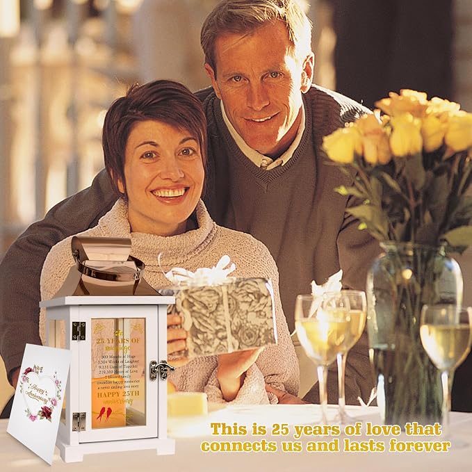 25th Anniversary Lantern - Wedding Gifts for Couple, Parents, Grandparents - Happy Anniversary Decoration