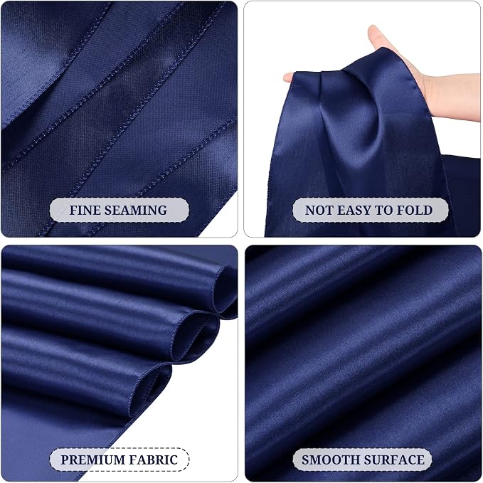 15 Pack Satin Navy Blue Table Runners 12 x 108 Inch Long Table Runners for Rectangle Round Tables,Smooth Satin Table Runner for Wedding,Birthday Party Banquets Graduation Engagements Decoration
