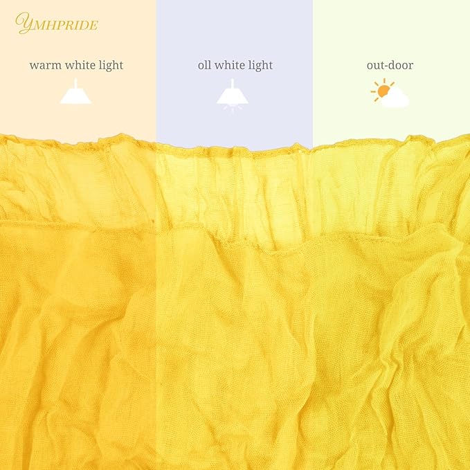 12 Pack Cheesecloth Table Runner 35 x 120 inch Long Boho Cheese Cloth Gauze Table Runners Semi Sheer Table Runner for Wedding Decor, Bridal Shower, Birthday Party (Yellow)