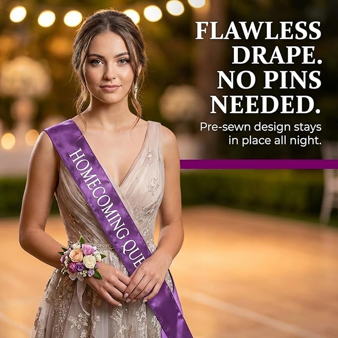 Anderson's Satin Sash Sets, King & Queen, 72 Inch x 3 Inch - 2 Pieces, Homecoming Court & Royalty Sashes