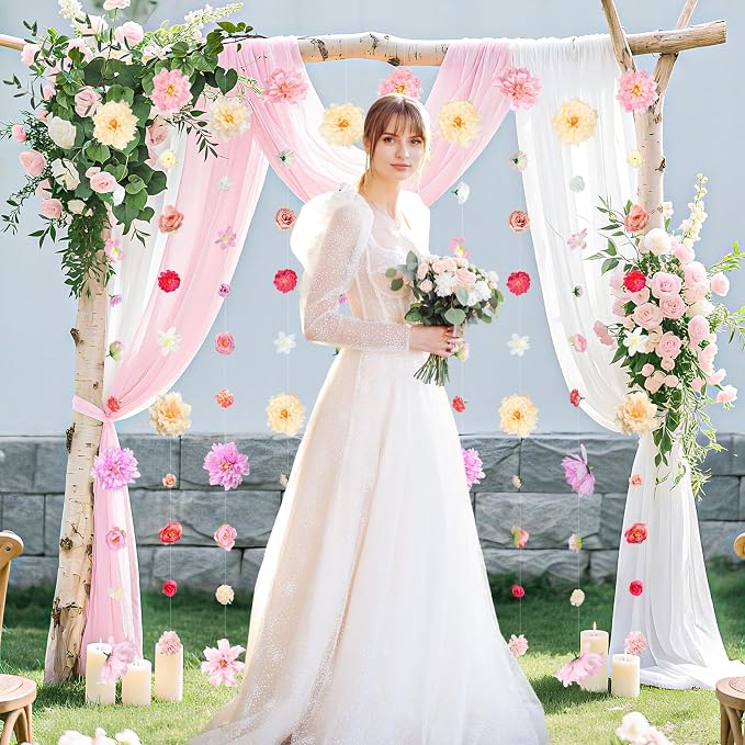 K KUMEED 12 PCS Artificial Flowers Hanging Decorations,11.5FT Spring Flower Garland with Hooks Hanging Flowers for Decoration for Wedding Party Background Birthday Baby Shower Home