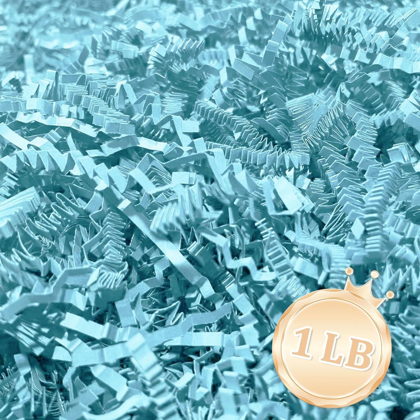 Zankubom 1 LB Sky Blue Crinkle Cut Paper Shred Filler Great for Gift Wrapping, Sky Blue Basket Fillers, Birthday, Halloween Thanksgiving Christmas Easter Party Decor Filling Supplies