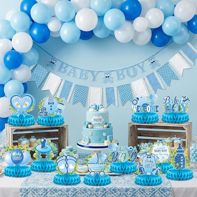 It's a Boy Baby Shower Centerpieces Baby Shower Table Centerpieces Bloom Table Display with Letters A Sweet Baby Boy is on His Way Gender Reveal Decorations for Boy Birthday Supplies (Paper)