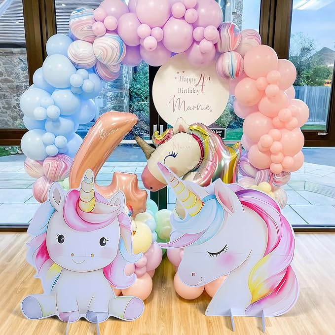 Large Unicorn Party Cutouts - 2Pcs Unicorn Party Decoration Set 30 inch Rainbow Unicorns Cardboard Stand Sign for Girls Birthday Baby Shower Photo Booth Prop