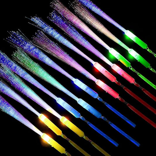 Zhanmai 24 Pieces Upgraded Glow Fiber Wands Sticks K-pop Concert LED Light Fiber Optic Wands LED Flashing Glow Sticks Bulk for 4th of July Wedding Party Favors(Multicolor)