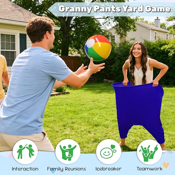 Granny Pants Yard Game Set, Granny Pants Party Outdoor Game with Bouncy Balls and Pump, Outdoor Tossing Games for Adults,Family Reunion Backyard Field Games Set