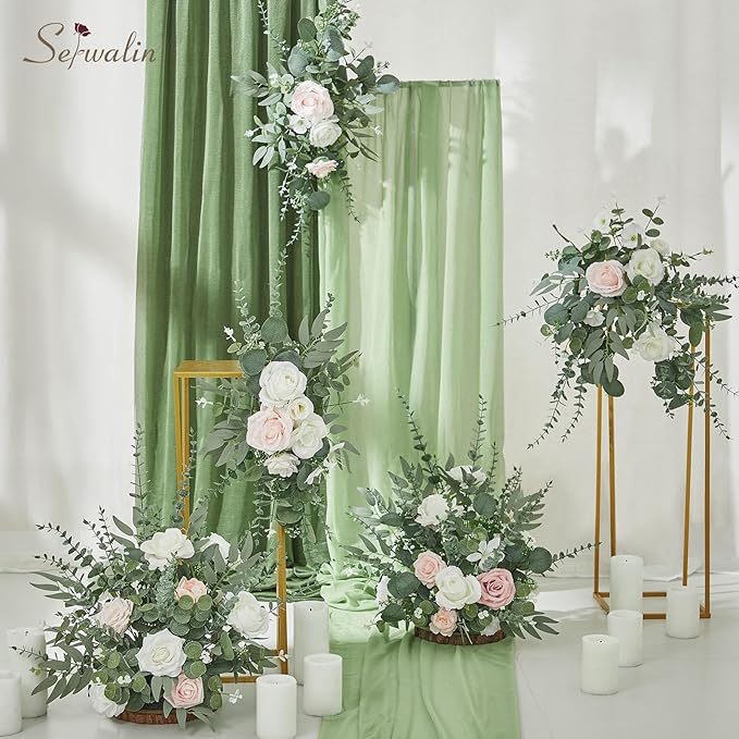 Serwalin 100pcs Artificial Mixed Eucalyptus Stems Leaves Bulk, 4Kinds Fake Greenery Silver Dollar Eucalyptus Leaves Picks,Faux Greenry Stems Sprays for DIY Bouquets Floral Arrangement Home Decor