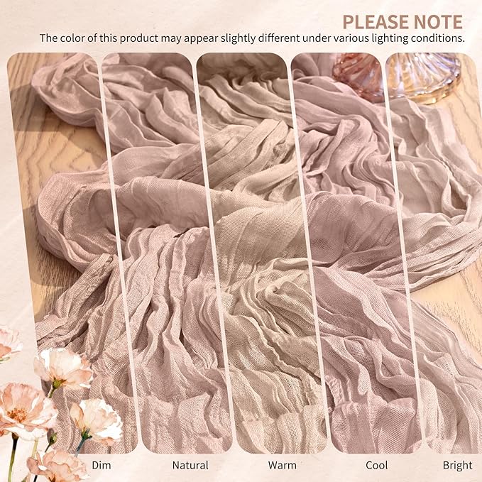 20 Pack Dusty Pink Cheesecloth Table Runner 10FT Boho Gauze Cheese Cloth Table Runners Romantic Rustic Sheer Table Decorations for Wedding Party Baby Shower Birthday Holiday Home