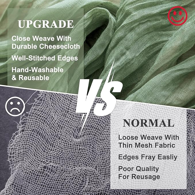 Wokceer Sage Green Cheesecloth Table Runner Spring 3Pack 10FT Boho Gauze Easter Cheese Cloth Table Runner for Party Christmas Sheer Runners for Baby Bridal Shower Wedding
