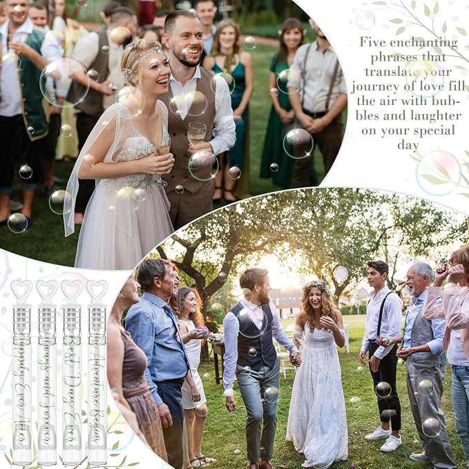 Hollowfly 120 Pack Sage Green Wedding Mini Bubble Wands for a Wedding Bulk White Heart Bubble for Guests Send Off Wand Adults Bridal Exit Shower Party Supplies Valentine Anniversaries Celebration