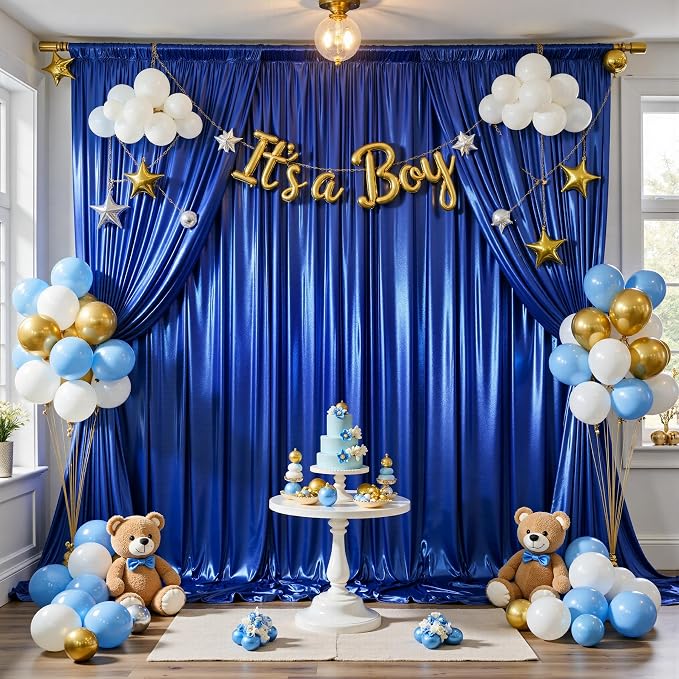 10x10FT Royal Blue Sequin Backdrop Curtain for Party - 2 Panels 5x10FT Wrinkle-Free Shimmer Drapes for Birthday, Wedding, Christmas, Decorations & Photography