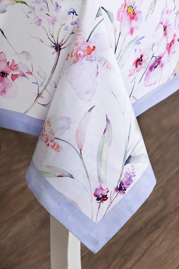 Maison d' Hermine Table Cloth Square Table 100% Cotton 60 x 60 Inches Tablecloth Reusable Decorative for Dining Kitchen Room Farmhouse Party Home Hotel Restaurant Spring Summer - Summer Floral