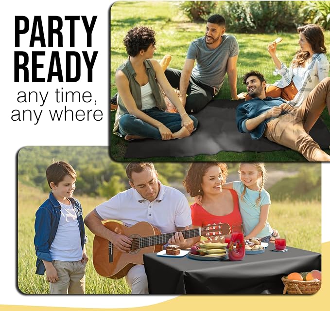 Party Solids 66% Thicker Premium Black Plastic Table Cover Roll 40" X 100' Table Cloth Plastic Cover Roll Quality Thick Banquet Rolls Disposable Tablecloth Rolls Strong American Based Company