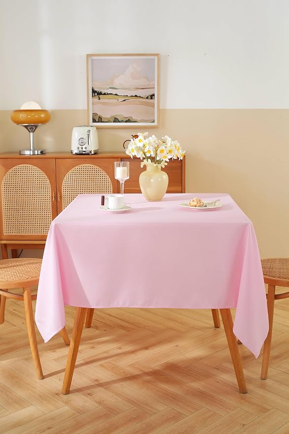 5 Pack Square Tablecloth 70 x 70 Inch Pink Tablecloth, Polyester Fabric Washable Table Cloth for Home, Party, Wedding or Restaurant Use.