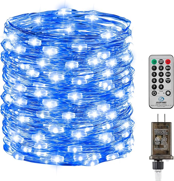 Minetom Fairy Lights with Remote, 66 Feet 200 Led Firefly String Lights Plug in for Bedroom Home Wall Ceiling Christmas Tree Wreath Craft Wedding Party Indoor Outdoor Decoration,Blue