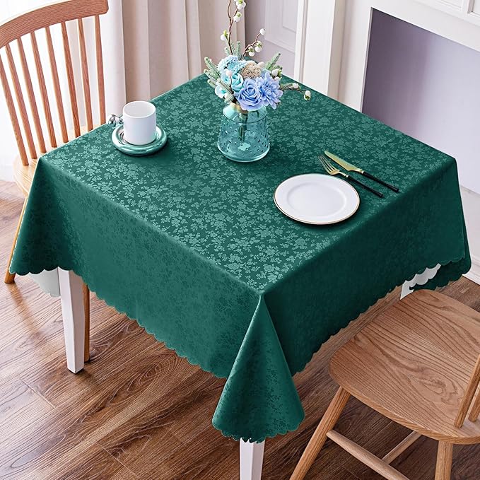 Smiry Square Table Cloth, Waterproof Heavy Duty Vinyl Tablecloths, Wipeable Washable Table Cover for Kitchen and Dining Room (Green, 54" X 54")