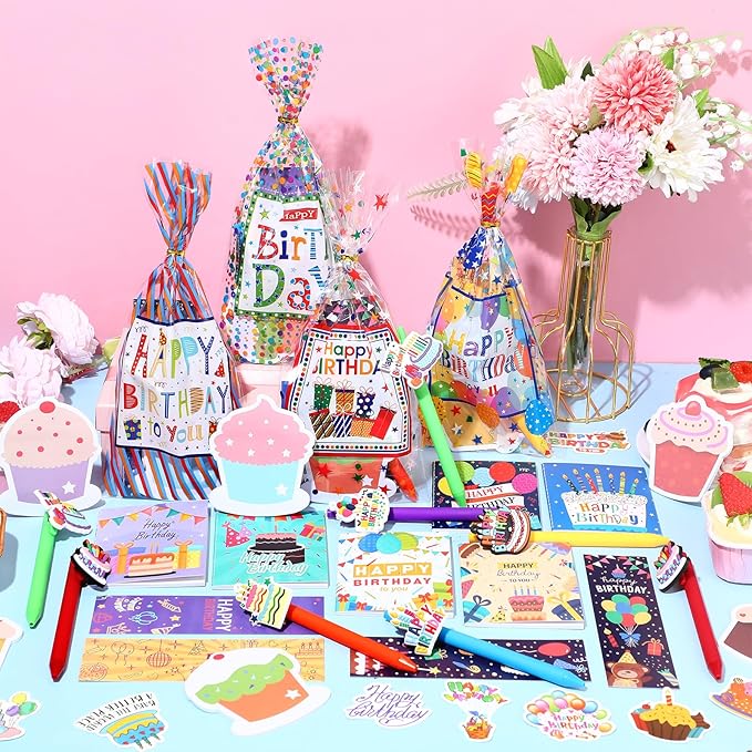 194 Pcs Birthday Return Gifts Birthday Classroom Stationery Party Favors Includes Notebook Ballpoint Pen Bookmark Sticky Notes Goodie Bag Stuffers Gifts School Student Rewards Prize