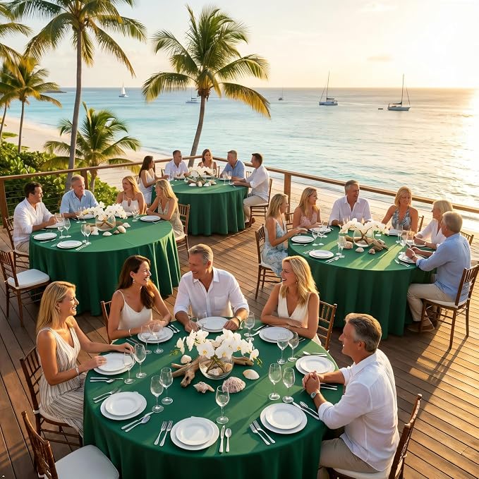 8 Pack Dark Green Round Tablecloth 90 Inch Hunter Green Round Table Cloth, Wrinkle Resistant Washable Polyester Fabric Table Cloth Table Cover for Dining Wedding Banquet Party