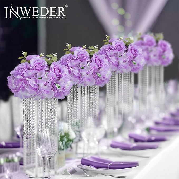Purple Flowers Balls for Centerpieces: 10 PCS 11.8" Diam Flower Centerpieces for Tables in Wedding Reception Decorations Arrangement for Party Celebration Planners