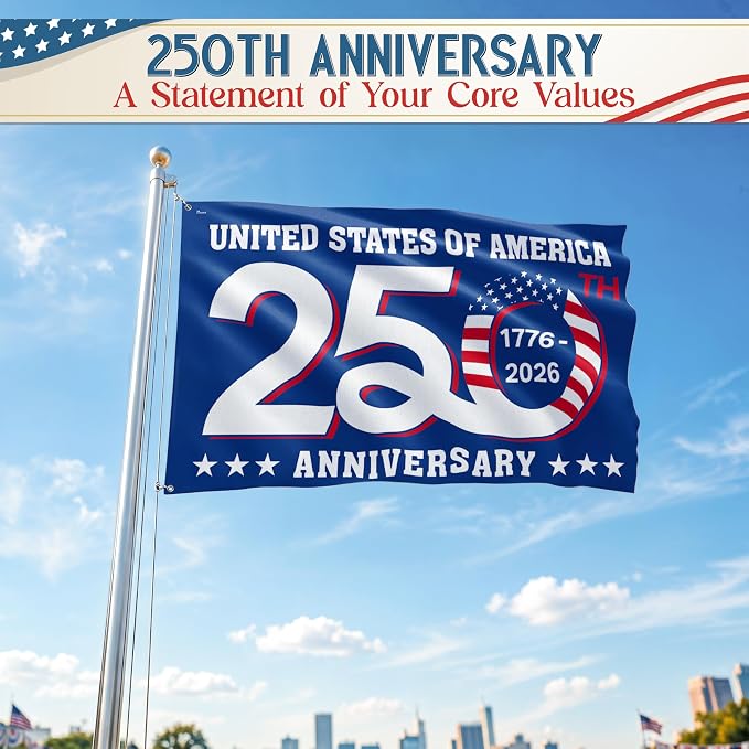 FLAGWIX American 250 Years Anniversary Flag - Polyester Double-sided Yard Flags For Outside Grommet Flag, 3x5 ft - 4th of July Decorations for Home Yard Garden Decor Banner, Gifts For Men Women