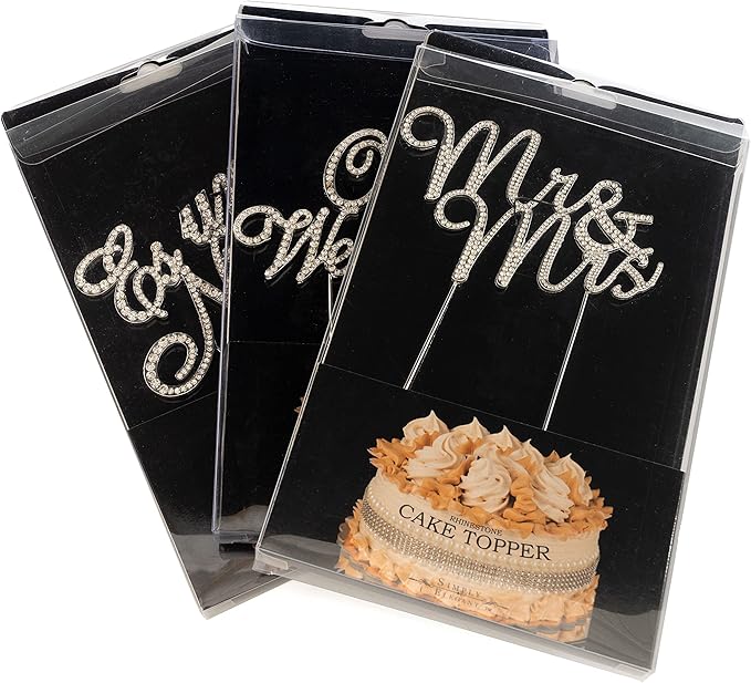 Sparkly Rhinestones Silver Cake Topper - Special Words Decoration for Wedding, Birthday, Gender Reveal & Anniversary Cakes – 6 ½"W x 3 ¼"H (Nuestra Boda)