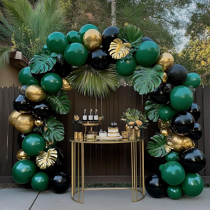 108Pcs Dark Green Double Stuffed Balloons Different Size, 18/12/10/5 inch Emerald Green Balloons Garland Arch kit for Graduation Anniversary Birthday Baby Shower Party Decoration