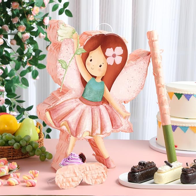 Blosssound Piñata Party Decorations Supplies Piñata Set with Stick Blindfold for Theme Birthday Baby Shower Celebration Decorations(Fairy)