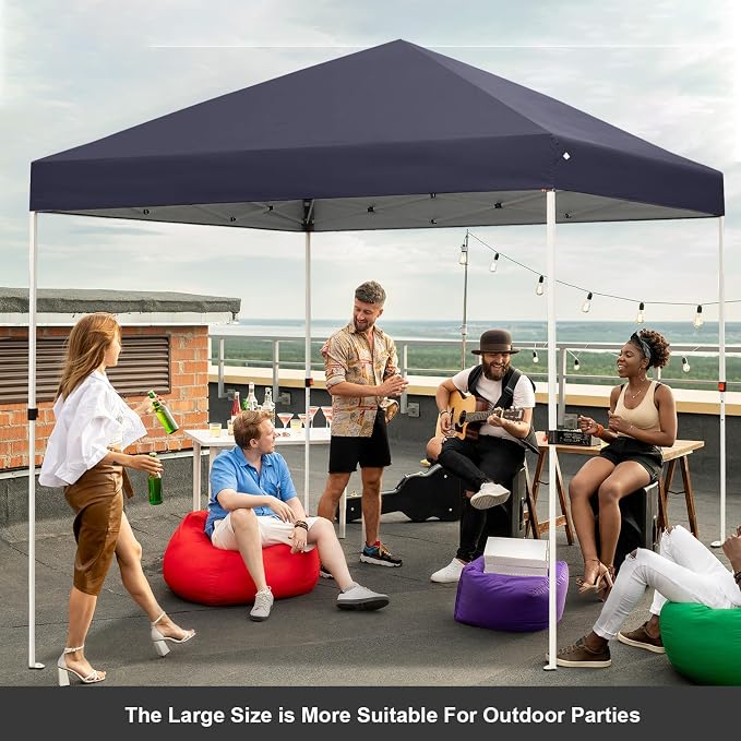 Northroad 10x10ft Pop Up Canopy, Popup Outdoor Canopy Tent with Wheeled Carrying Bag,Portable Gazebo Shelter for Patio,Deck,Garden,Beach（Dark Grey）