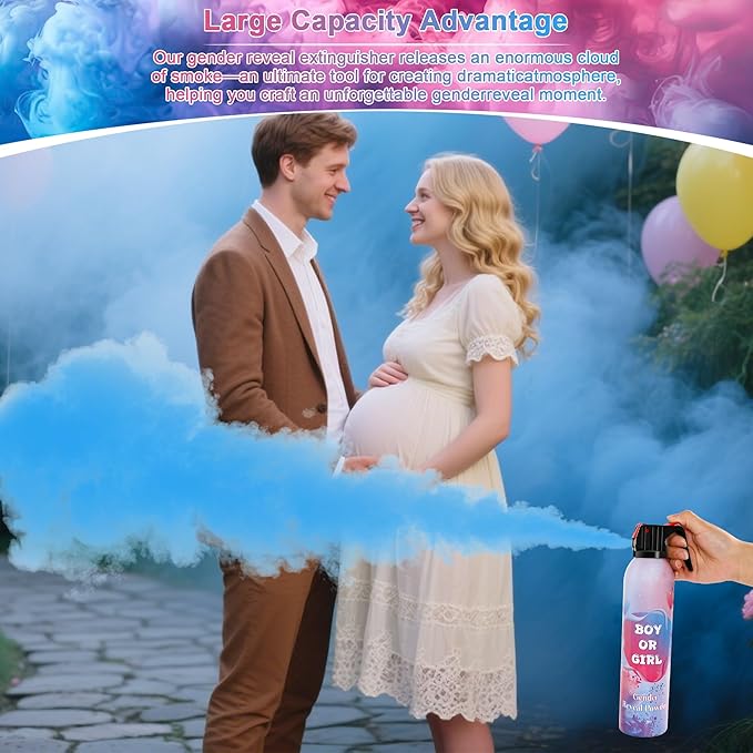 Large Gender Reveal Smoke Bombs 4 Packs, Pink & Blue Biodegradable Powder Spray for Baby Boy or Girl Reveal, Long-Lasting 10ft Smoke Effect, Unique Gender Reveal Ideas & Party Decorations