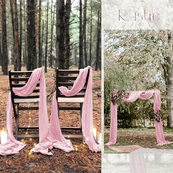 10 Pack Pink Table Runner 10Ft Cheesecloth Table Runner Boho Gauze Cheese Cloth Table Runners Romantic Long Sheer Fabric Table Runners for Wedding Party Bridal Shower