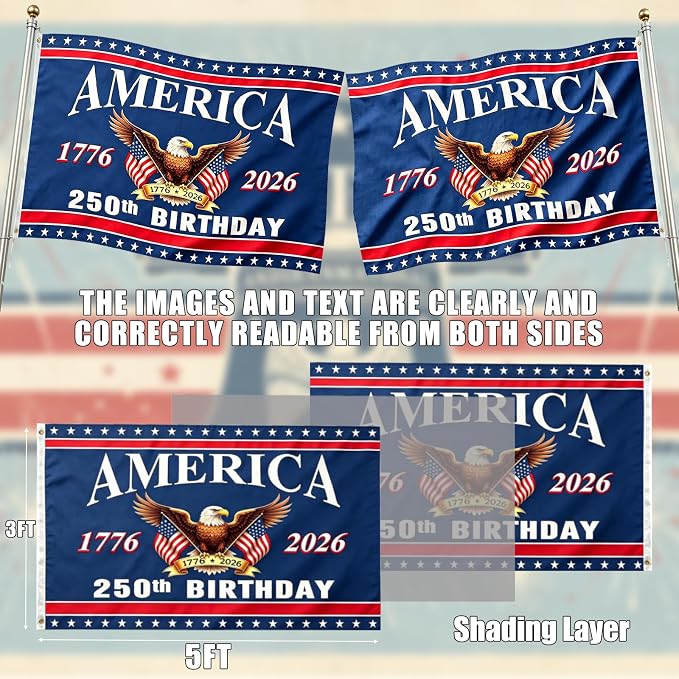 250th Anniversary American Flag - Double Sided 3-Ply Flag for outside,4th of July Decorations Independence Day,USA Flag 250 Year Anniversary for Outdoor Decoration