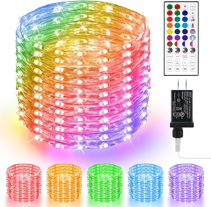 OMIKA 80ft Fairy Lights Plug in with Remote, 24 Colors 196 Modes Color Changing String Lights Dimmable, 240 LED Twinkle Lights with Timer for Outdoor Party Bedroom Indoor Christmas Halloween Décor