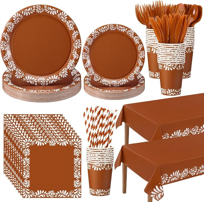 Vesici 452 Pcs Cielito Lindo Party Decoration Platos De Barro Mexicanos Fiesta Paper Plates Mexican Napkins Tablecloth Talavera Tableware Set for Cinco De Mayo Baby Shower Wedding Supplies, Serve 50