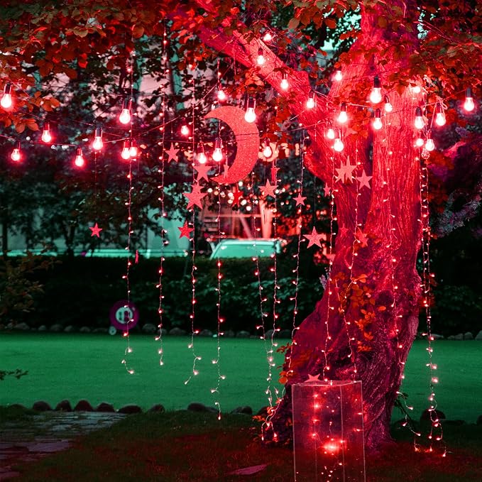 Red Holiday String Lights, 98ft 2 Pack 150 Count Plug-in Fairy Lights Indoor Outdoor for Halloween Christmas Valentine Wedding Decor (Red, 150 Count - 2 Pack)