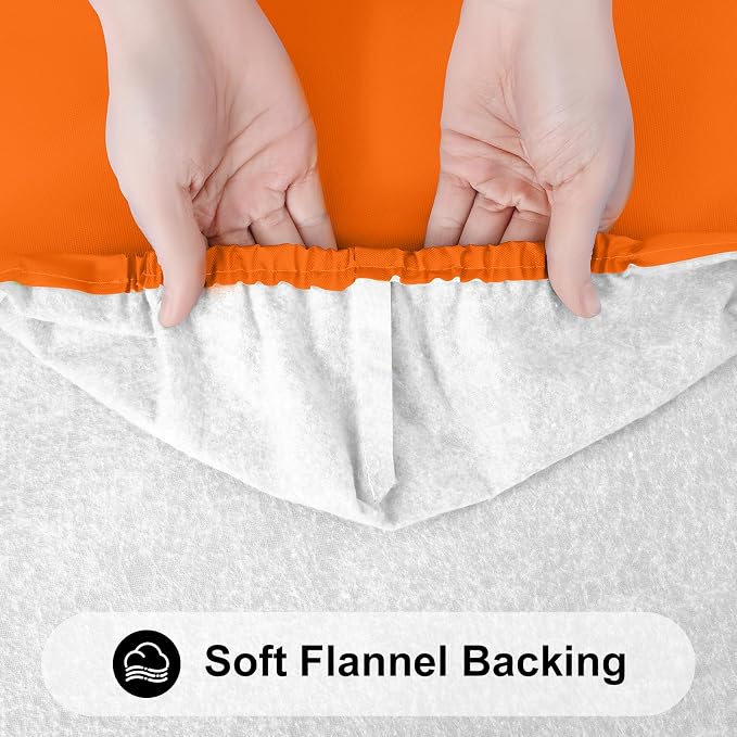 Smiry 3 Pack Rectangle Table Cloth, Elastic Fitted Flannel Backed Vinyl Tablecloths for 8ft Folding Tables, Waterproof Wipeable Table Covers for Indoor, Outdoor, Camping and Picnic (Orange, 30"x96")
