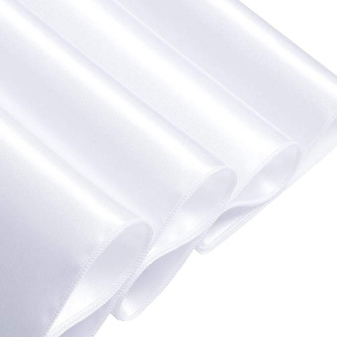 1 Pack Satin Table Cover Rectangle Silkly Soft Table Cloth, Satin Dining Table Cloths for Wedding Banquet Table Decoration, Dining Room, Indoor and Outdoor Use, 60 x 84 Inches, White