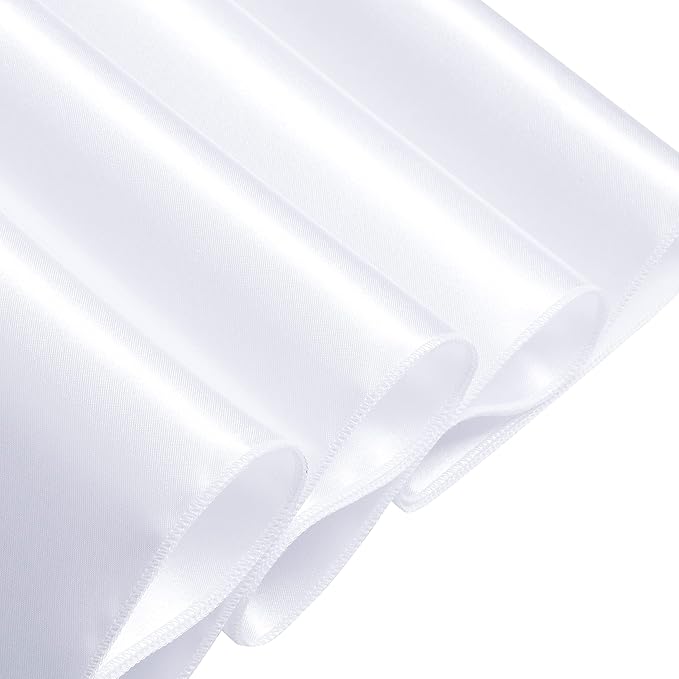 6 Pack Satin Table Cover Rectangle Silkly Soft Table Cloth, Satin Dining Table Cloths for Wedding Banquet Table Decoration, Dining Room, Indoor and Outdoor Use, 60 x 84 Inches, White