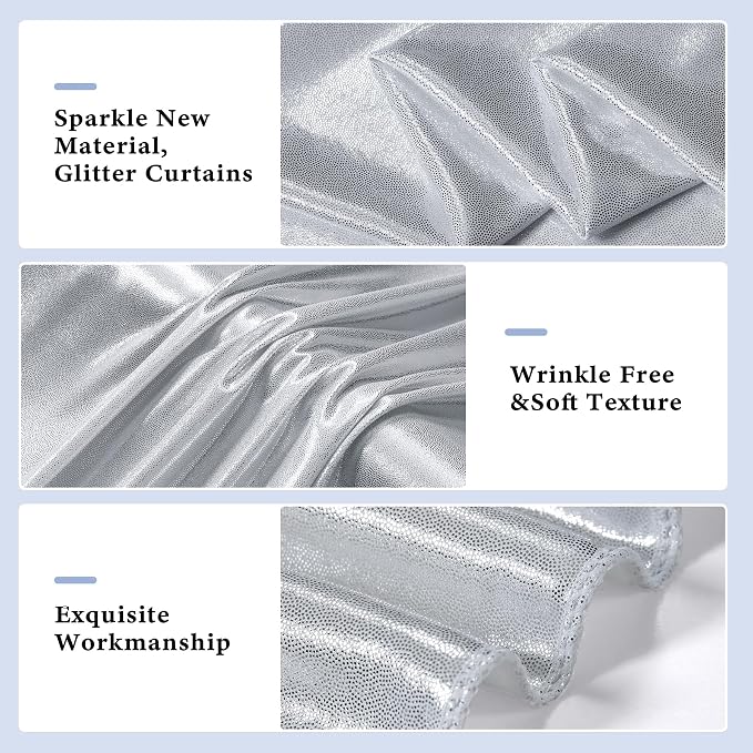Outpain 10x10ft Silver Sequin Backdrop Curtains -Heavy Duty Gold Photography Backdrops with Non-Shedding Glitter, Wrinkle-Free Stage Drapes for Wedding/Christmas/Studio Shoots (5x10ft 2 Panels)