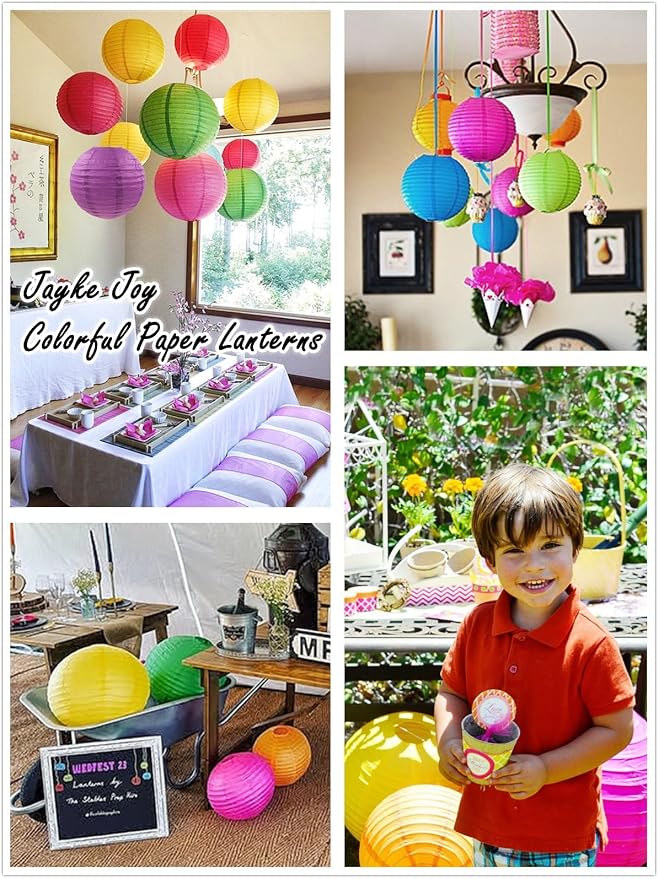 15pcs Colorful Paper Lanterns for Outdoor Indoor Party Decoration (10 inch)