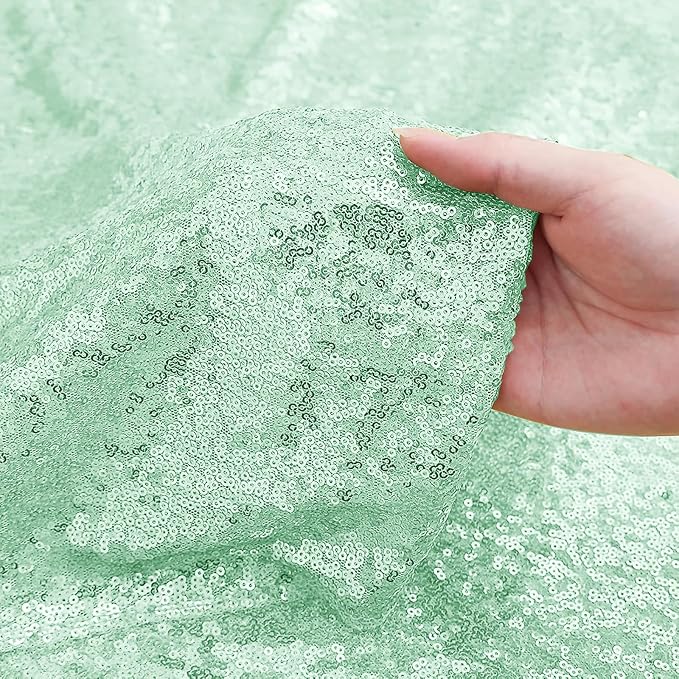 Sugargirl Mint Green Sequin Backdrop Curtain 4FTx8FT Glitter Mint Green Background Drapes Sparkle Photography Backdrop for Party Wedding Birthday Wall Decoration(2 Panels)